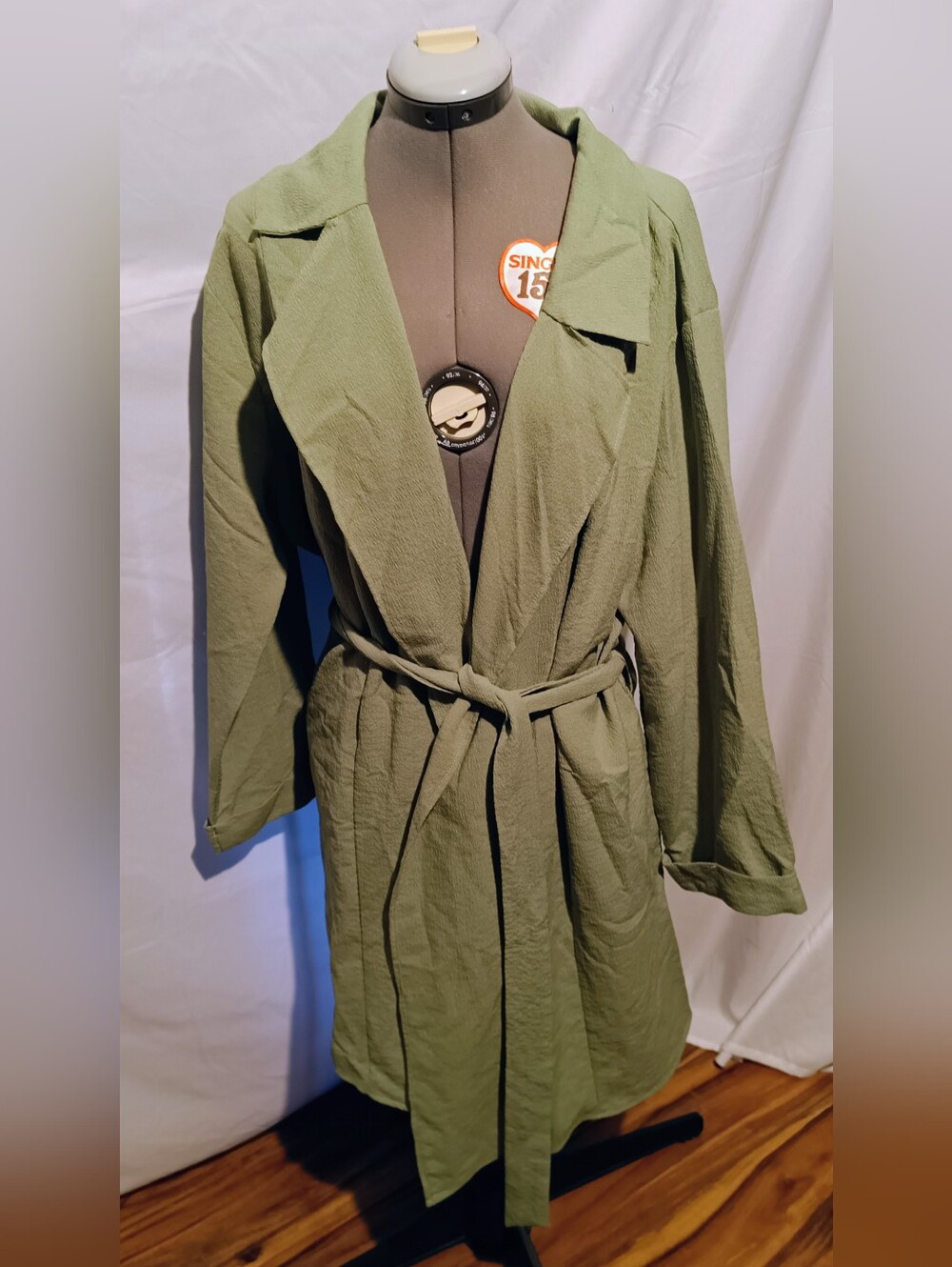 š„¬ Sweet Rain Muted Green Coat Style Dress - Size 2X - Picture 2 of 11